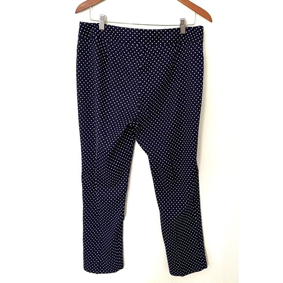 Vintage Jones Studio Navy White Polka Dot Tapered Lightweight Dress Pants Sz 10 - Picture 2 of 7